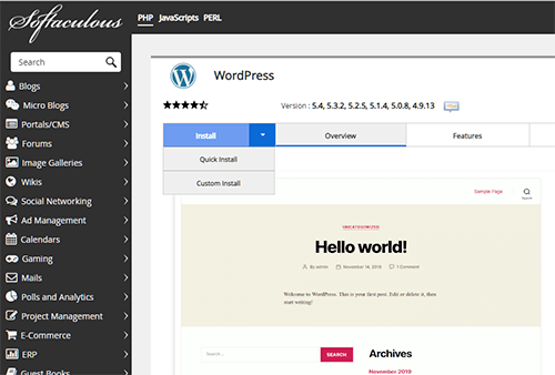 Softaculous Installer gratuito