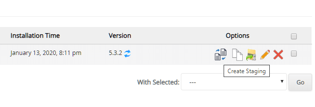 Softaculous Installer - versioni staging